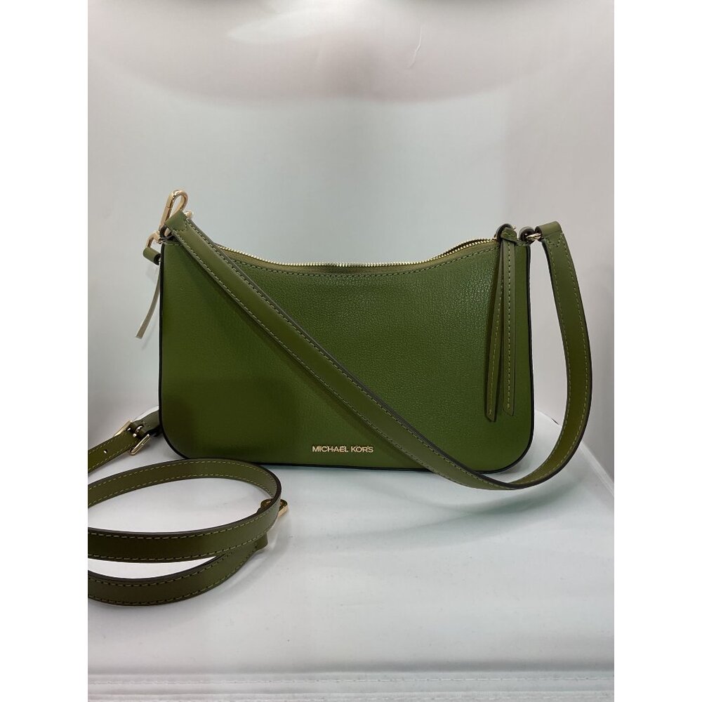 Michael Kors Olive Green Pebbled Leather Crossbody Bag With Adjustable Strap & G - Picture 11 of 13